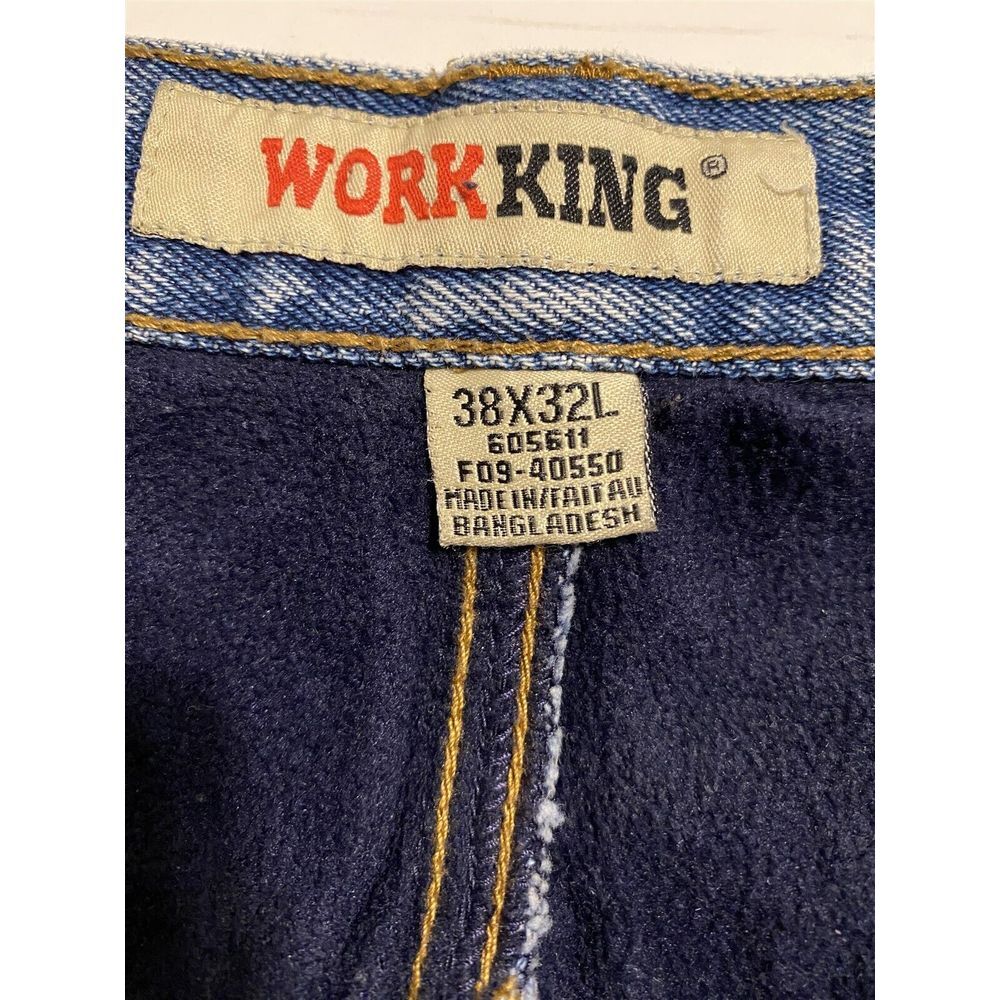 Work King‎ 36 x 32 Fleece Lined Dark Wash Denim Insulated Work Jeans - Picture 4 of 7